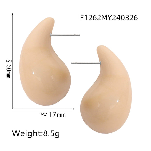 Wholesale 316L Stainless Steel Earrings Geometric Style Water Drop Shape Electroplated