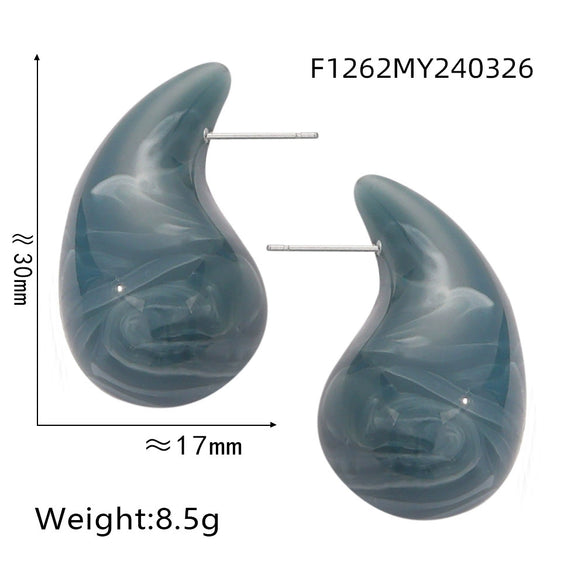 Wholesale 316L Stainless Steel Earrings Geometric Style Water Drop Shape Electroplated