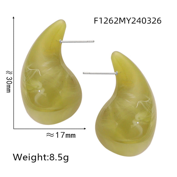 Wholesale 316L Stainless Steel Earrings Geometric Style Water Drop Shape Electroplated