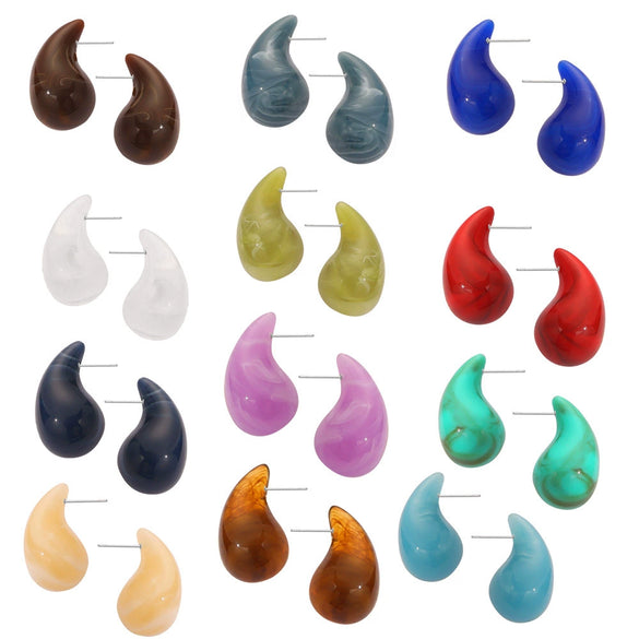 Wholesale 316L Stainless Steel Earrings Geometric Style Water Drop Shape Electroplated