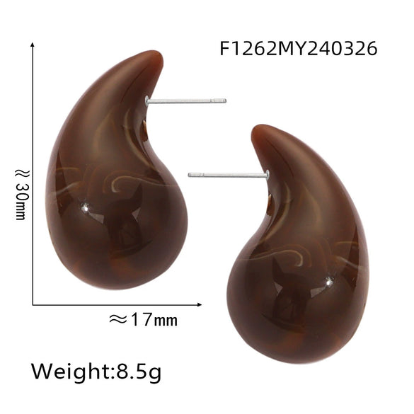 Wholesale 316L Stainless Steel Earrings Geometric Style Water Drop Shape Electroplated