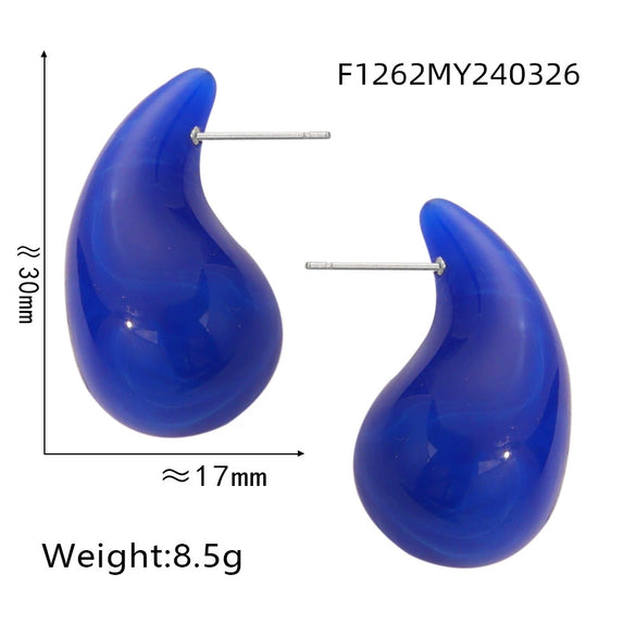 Wholesale 316L Stainless Steel Earrings Geometric Style Water Drop Shape Electroplated