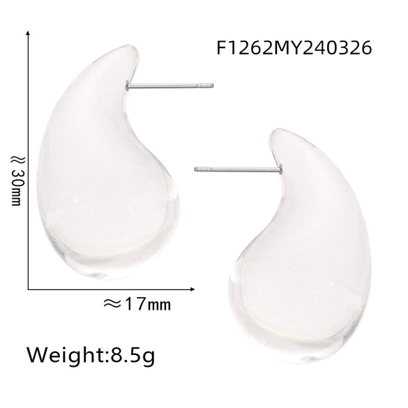 Wholesale 316L Stainless Steel Earrings Geometric Style Water Drop Shape Electroplated