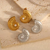 Wholesale Titanium Steel Earrings Inlaid With Pearls Flower Pattern Retro Minimalist Style For Women