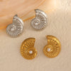 Wholesale Titanium Steel Earrings Inlaid With Pearls Flower Pattern Retro Minimalist Style For Women