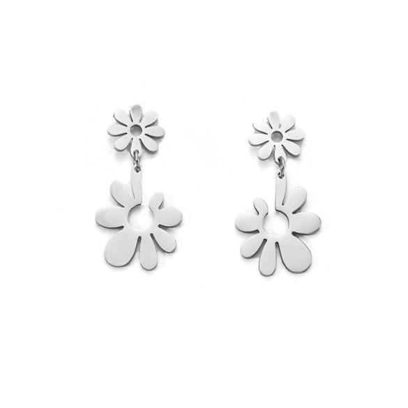 Wholesale Titanium Steel Earrings Light Luxury Style Irregular Flower Pendant Electroplated