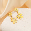 Wholesale Titanium Steel Earrings Light Luxury Style Irregular Flower Pendant Electroplated