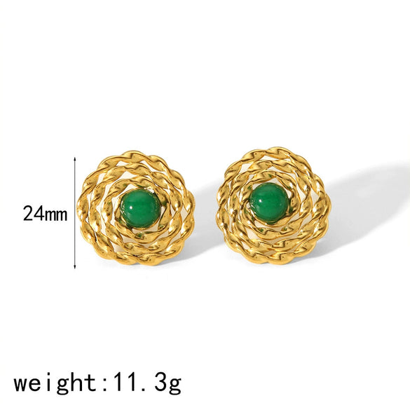 Wholesale Titanium Steel Earrings Retro Hollow Design Geometric And Floral Patterns Electroplated For Ladies