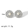 Wholesale Titanium Steel Earrings Retro Hollow Design Geometric And Floral Patterns Electroplated For Ladies