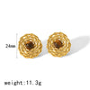 Wholesale Titanium Steel Earrings Retro Hollow Design Geometric And Floral Patterns Electroplated For Ladies