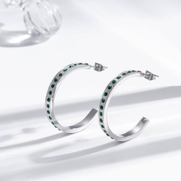 Wholesale Titanium Steel Earrings Retro Style Cshaped Electroplated With Letters Numbers Text Pattern