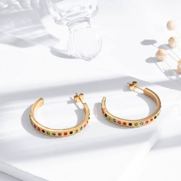 Wholesale Titanium Steel Earrings Retro Style Cshaped Electroplated With Letters Numbers Text Pattern