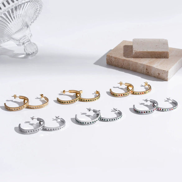Wholesale Titanium Steel Earrings Retro Style Cshaped Electroplated With Letters Numbers Text Pattern