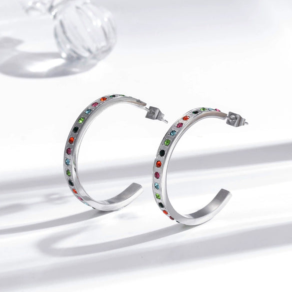 Wholesale Titanium Steel Earrings Retro Style Cshaped Electroplated With Letters Numbers Text Pattern