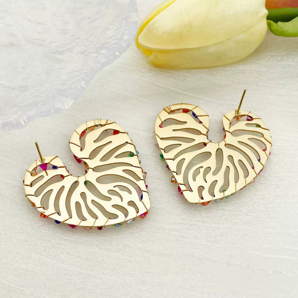 Wholesale Titanium Steel Earrings Retro Style Hollow Design