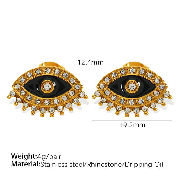 Wholesale 316L Stainless Steel Earrings With Devil Eye Design And Geometric Pattern Electroplating Treatment For Women Minimalist Style