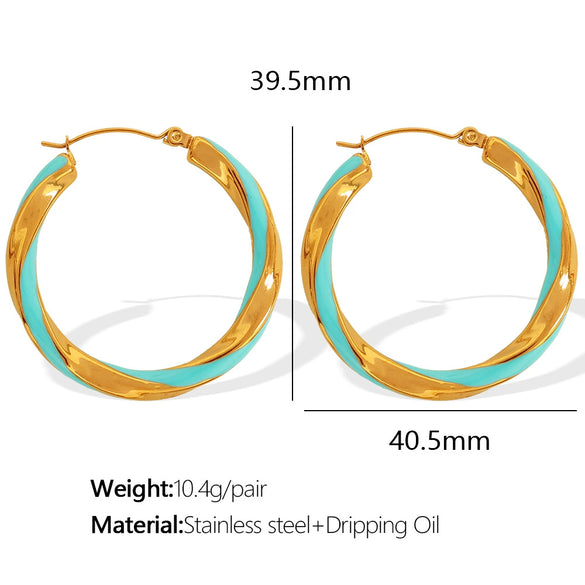 Wholesale 316L Stainless Steel Earrings With Exaggerated Twist Pattern And Large Round Shape Electroplated Fashion Ol Geometric Style