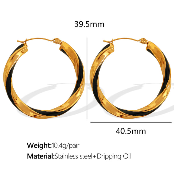 Wholesale 316L Stainless Steel Earrings With Exaggerated Twist Pattern And Large Round Shape Electroplated Fashion Ol Geometric Style