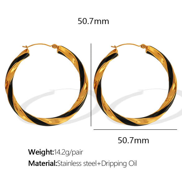 Wholesale 316L Stainless Steel Earrings With Exaggerated Twist Pattern And Large Round Shape Electroplated Fashion Ol Geometric Style