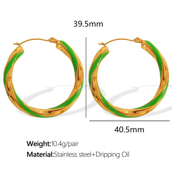 Wholesale 316L Stainless Steel Earrings With Exaggerated Twist Pattern And Large Round Shape Electroplated Fashion Ol Geometric Style