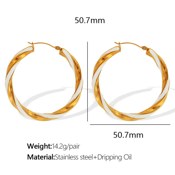 Wholesale 316L Stainless Steel Earrings With Exaggerated Twist Pattern And Large Round Shape Electroplated Fashion Ol Geometric Style