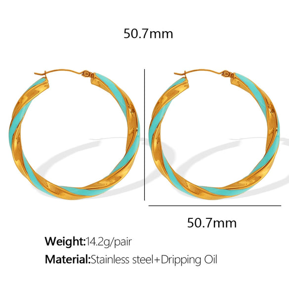 Wholesale 316L Stainless Steel Earrings With Exaggerated Twist Pattern And Large Round Shape Electroplated Fashion Ol Geometric Style