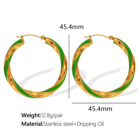 Wholesale 316L Stainless Steel Earrings With Exaggerated Twist Pattern And Large Round Shape Electroplated Fashion Ol Geometric Style