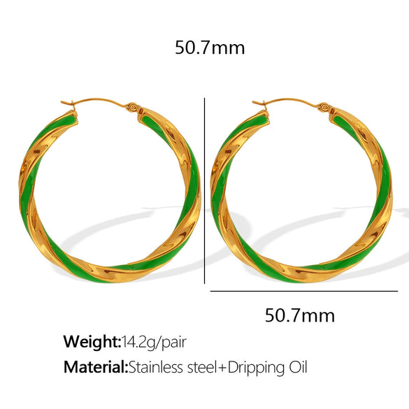Wholesale 316L Stainless Steel Earrings With Exaggerated Twist Pattern And Large Round Shape Electroplated Fashion Ol Geometric Style