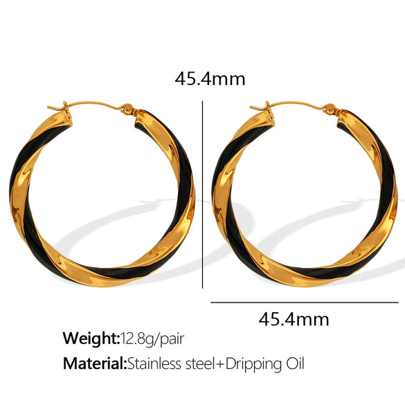 Wholesale 316L Stainless Steel Earrings With Exaggerated Twist Pattern And Large Round Shape Electroplated Fashion Ol Geometric Style