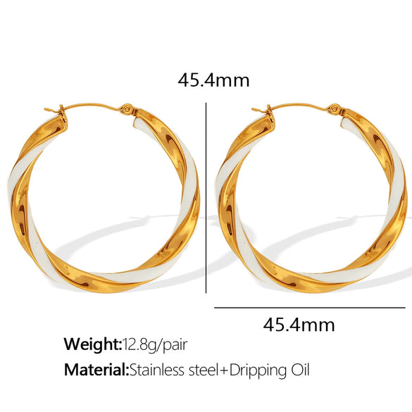 Wholesale 316L Stainless Steel Earrings With Exaggerated Twist Pattern And Large Round Shape Electroplated Fashion Ol Geometric Style