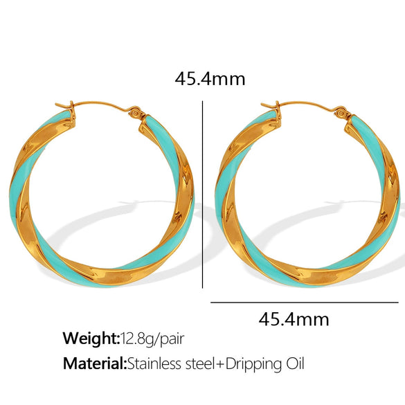 Wholesale 316L Stainless Steel Earrings With Exaggerated Twist Pattern And Large Round Shape Electroplated Fashion Ol Geometric Style