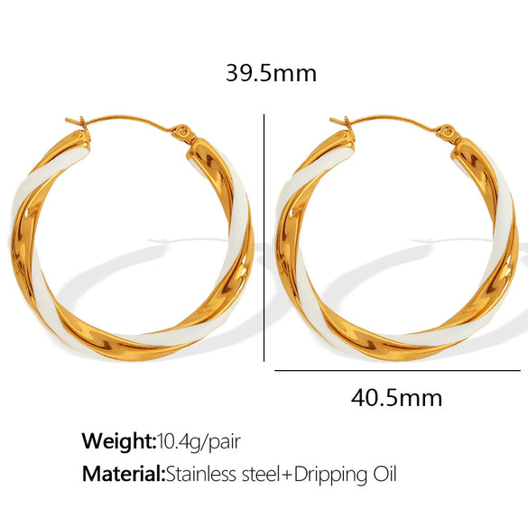 Wholesale 316L Stainless Steel Earrings With Exaggerated Twist Pattern And Large Round Shape Electroplated Fashion Ol Geometric Style