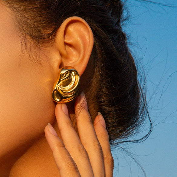 Wholesale Titanium Steel Earrings With Geometric Design And Electroplating Treatment For Women