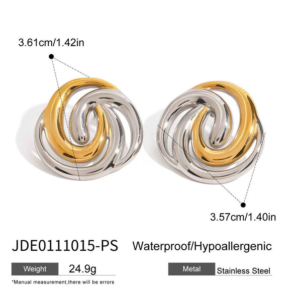 Wholesale Titanium Steel Earrings With Geometric Pattern And 18K Gold Plated Electroplating For Women
