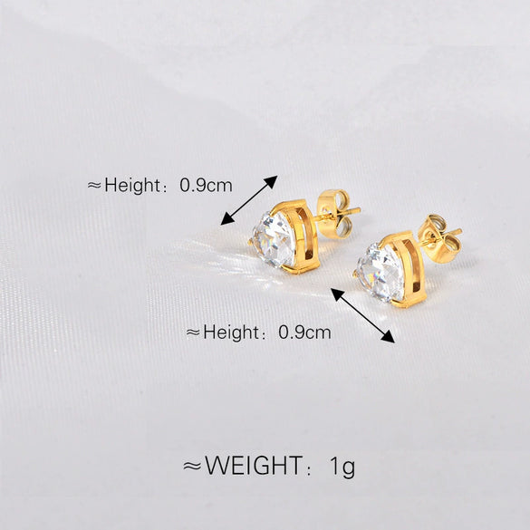 Wholesale Titanium Steel Earrings With Geometric Pattern 18K Gold Inlaid White Zircon