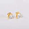 Wholesale Titanium Steel Earrings With Geometric Pattern 18K Gold Inlaid White Zircon