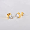 Wholesale Titanium Steel Earrings With Geometric Pattern 18K Gold Inlaid White Zircon