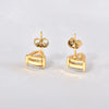 Wholesale Titanium Steel Earrings With Geometric Pattern 18K Gold Inlaid White Zircon