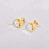 Wholesale Titanium Steel Earrings With Geometric Pattern 18K Gold Inlaid White Zircon