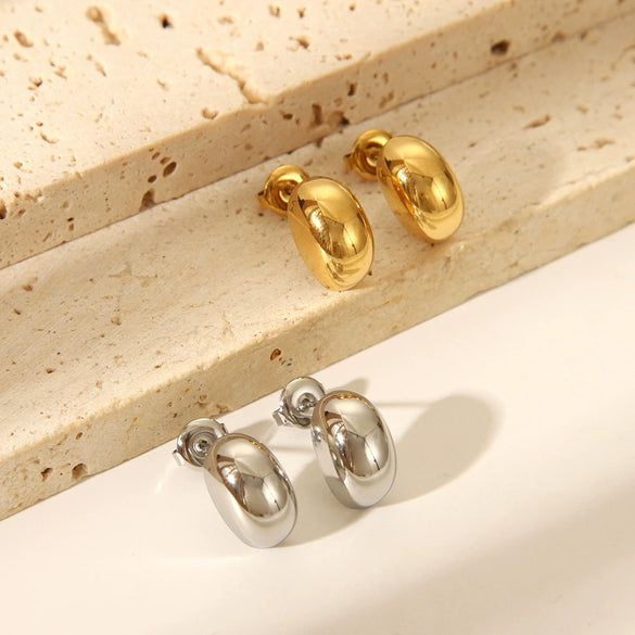 Wholesale Titanium Steel Earrings With Gold Beans And Geometric Design Electroplated Light Luxury For Women