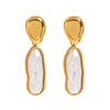 Wholesale Titanium Steel Earrings With Pearl Geometric Design Electroplated For Women