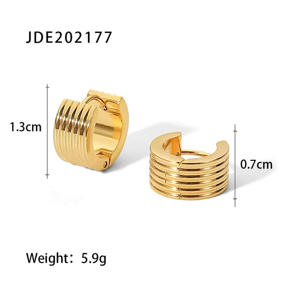 Wholesale Titanium Steel Earrings With Wide Ribs And Geometric Pattern 18K Gold Plated Fashionable And Personalized For Women