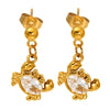 Wholesale Titanium Steel Electroplated Animal Zodiac Crab Zircon Earrings For Women