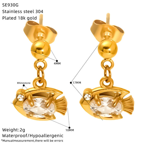 Wholesale Titanium Steel Electroplated Animal Zodiac Crab Zircon Earrings For Women