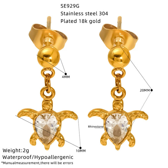 Wholesale Titanium Steel Electroplated Animal Zodiac Crab Zircon Earrings For Women