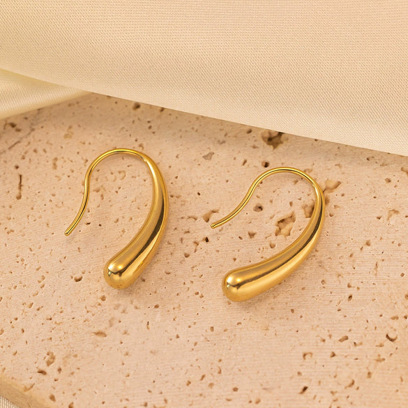 Wholesale Titanium Steel Electroplated Asymmetrical Water Drop Geometric Earrings For Women