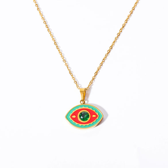 Wholesale Titanium Steel Electroplated Devil's Eye Pendant Necklace For Women