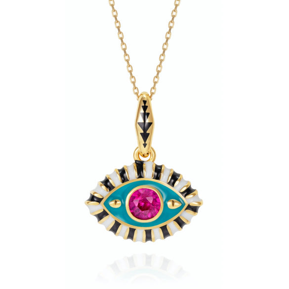 Wholesale Titanium Steel Electroplated Devil's Eye Pendant Necklace For Women