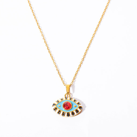 Wholesale Titanium Steel Electroplated Devil's Eye Pendant Necklace For Women