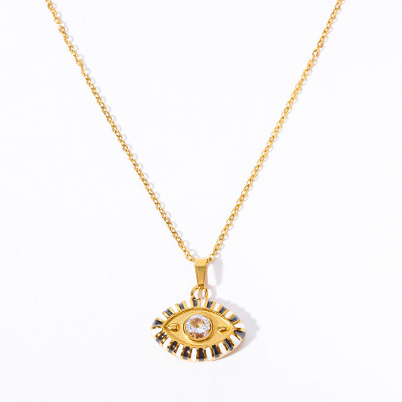 Wholesale Titanium Steel Electroplated Devil's Eye Pendant Necklace For Women